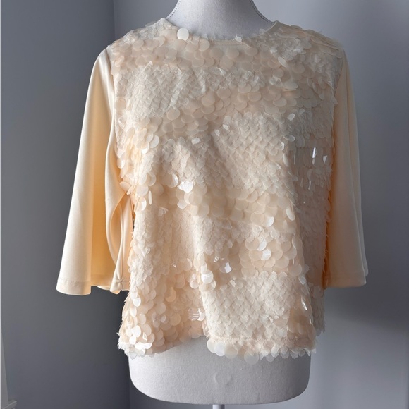 Gracia Tops - Gracia Cream Sequin Blouse